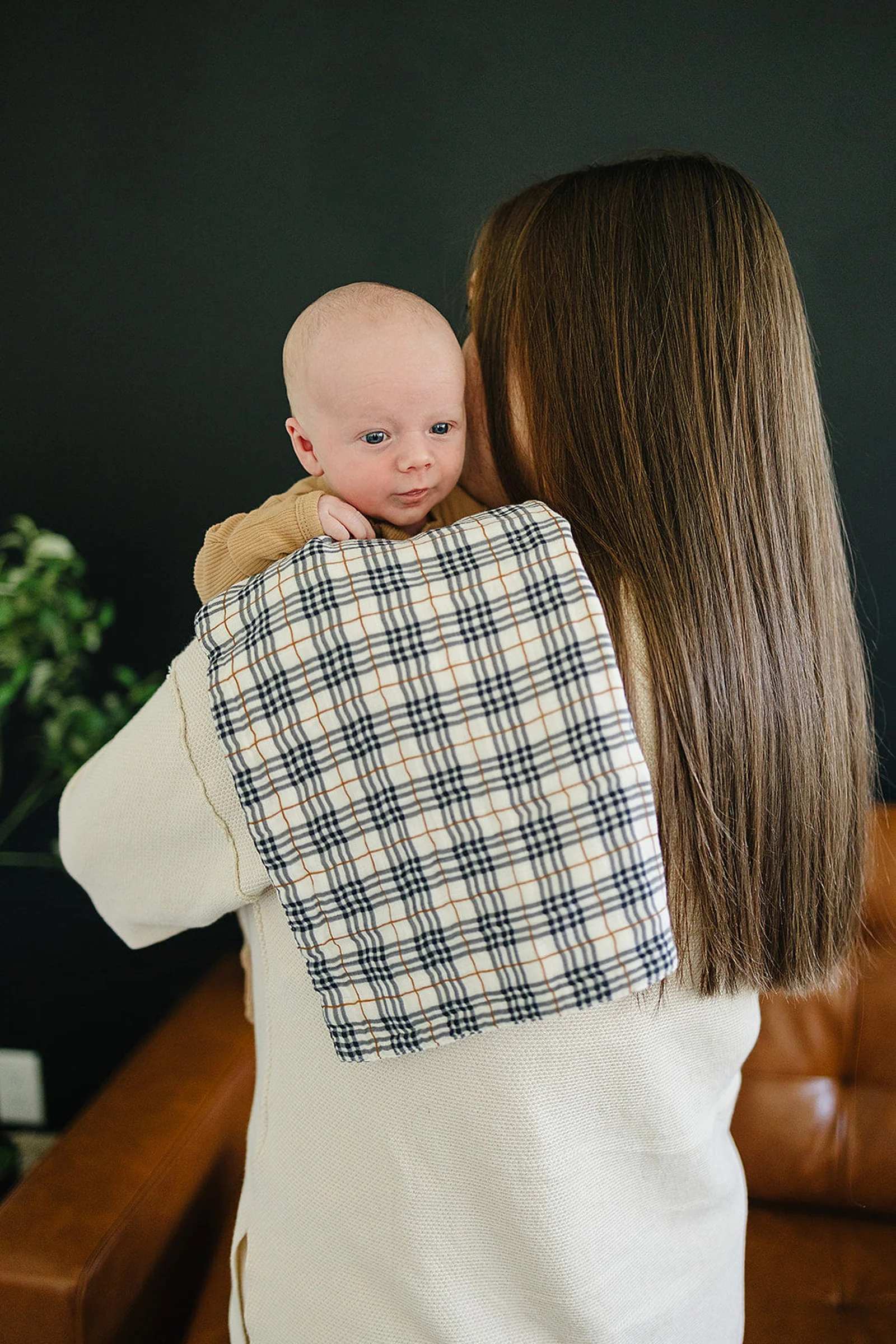 Mebie Baby Vintage Plaid Muslin Burp Cloth, 100% Cotton, Baby Essentials