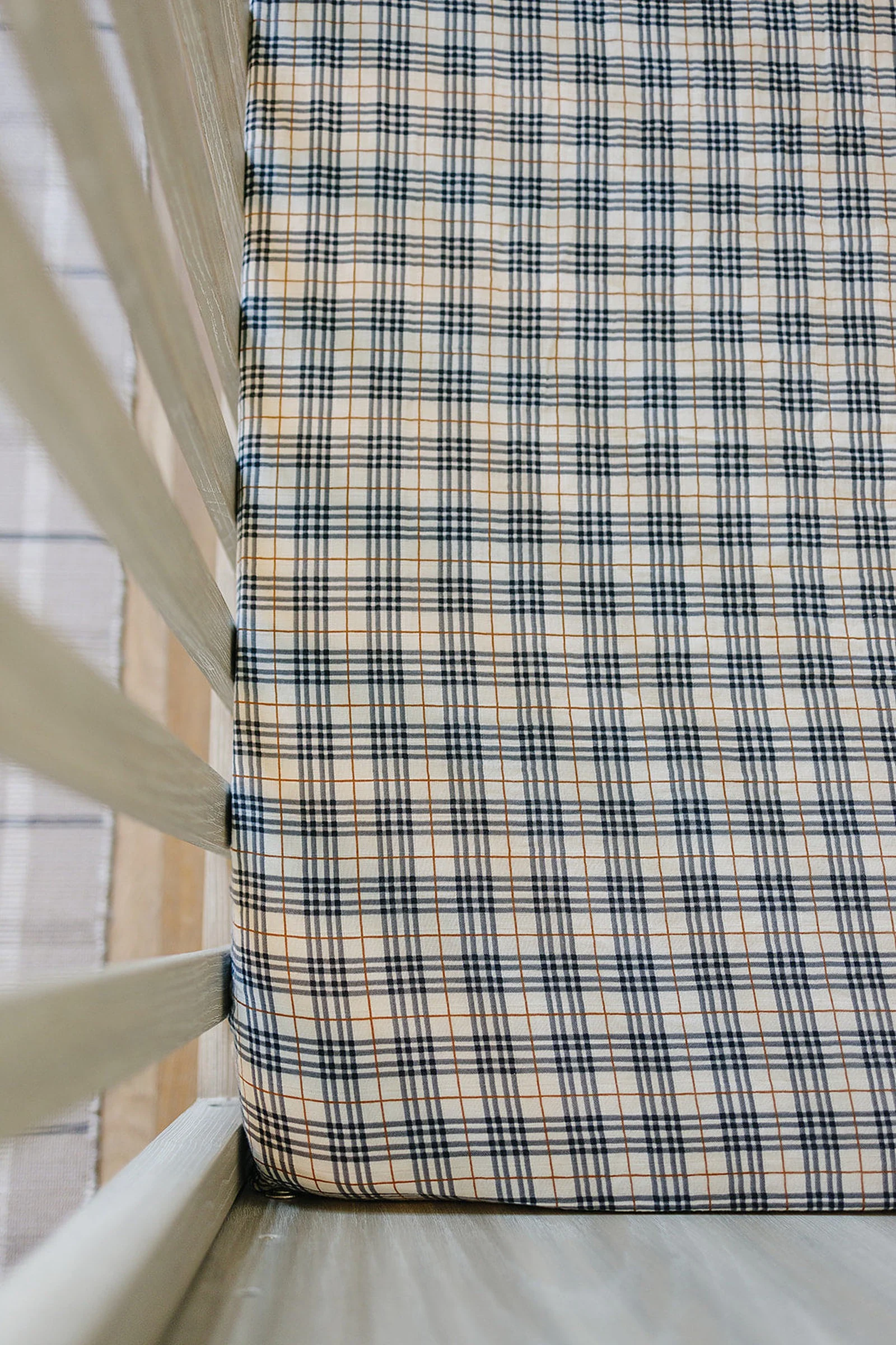 Mebie Baby Vintage Plaid Muslin Crib Sheet, 100% Cotton, Baby Essentials - Image 4
