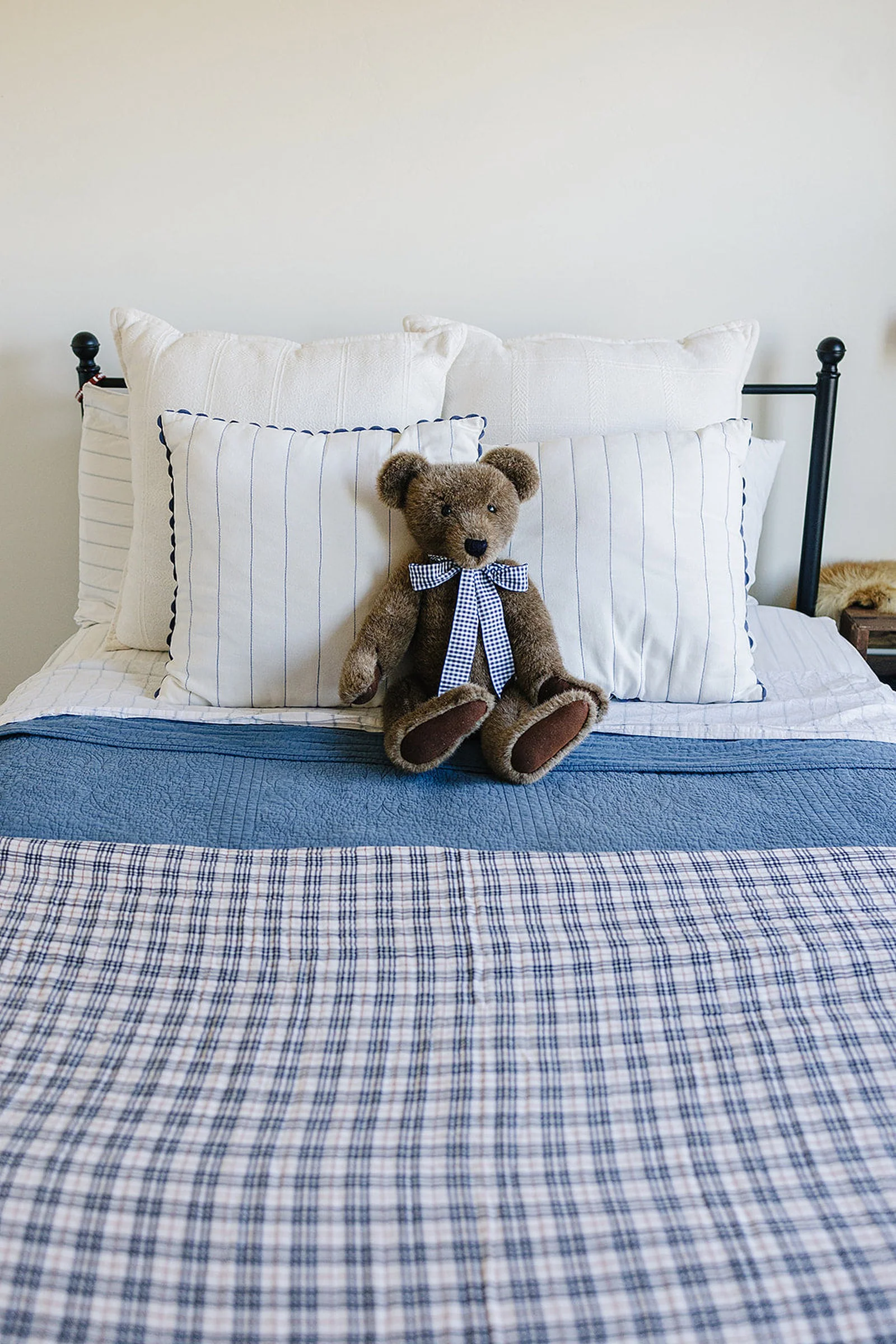 Mebie Baby Vintage Plaid + Navy Plaid Muslin Twin Quilt, 100% Cotton, Baby Essentials - Image 3