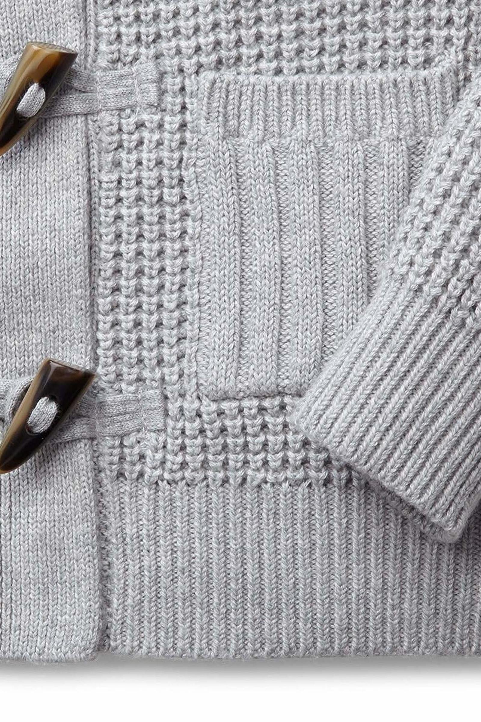 Hope & Henry Organic Cotton Waffle Stitch Hooded Baby Sweater, Gray - Image 4