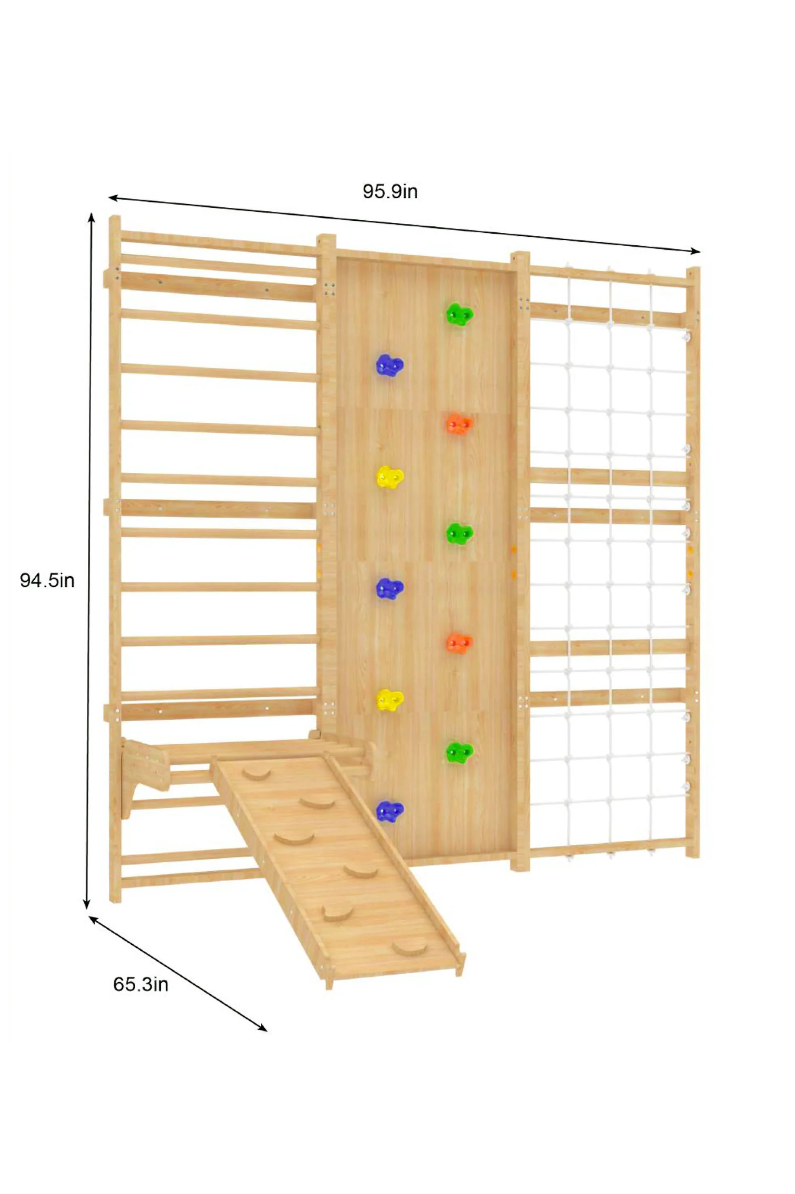 Walnut Modular Swedish Ladder Jungle Gym, Indoor, 95" Height, Wall Mounted - Image 10