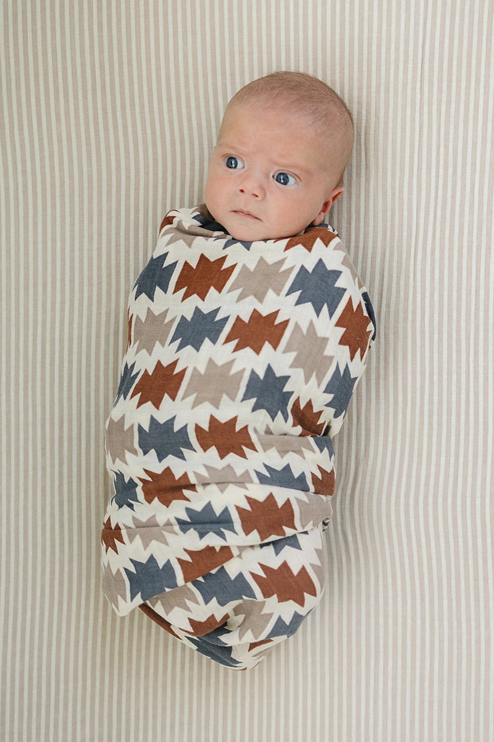 Mebie Baby Western Aztec Muslin Swaddle Blanket, Baby Essentials, Rodeo Collection
