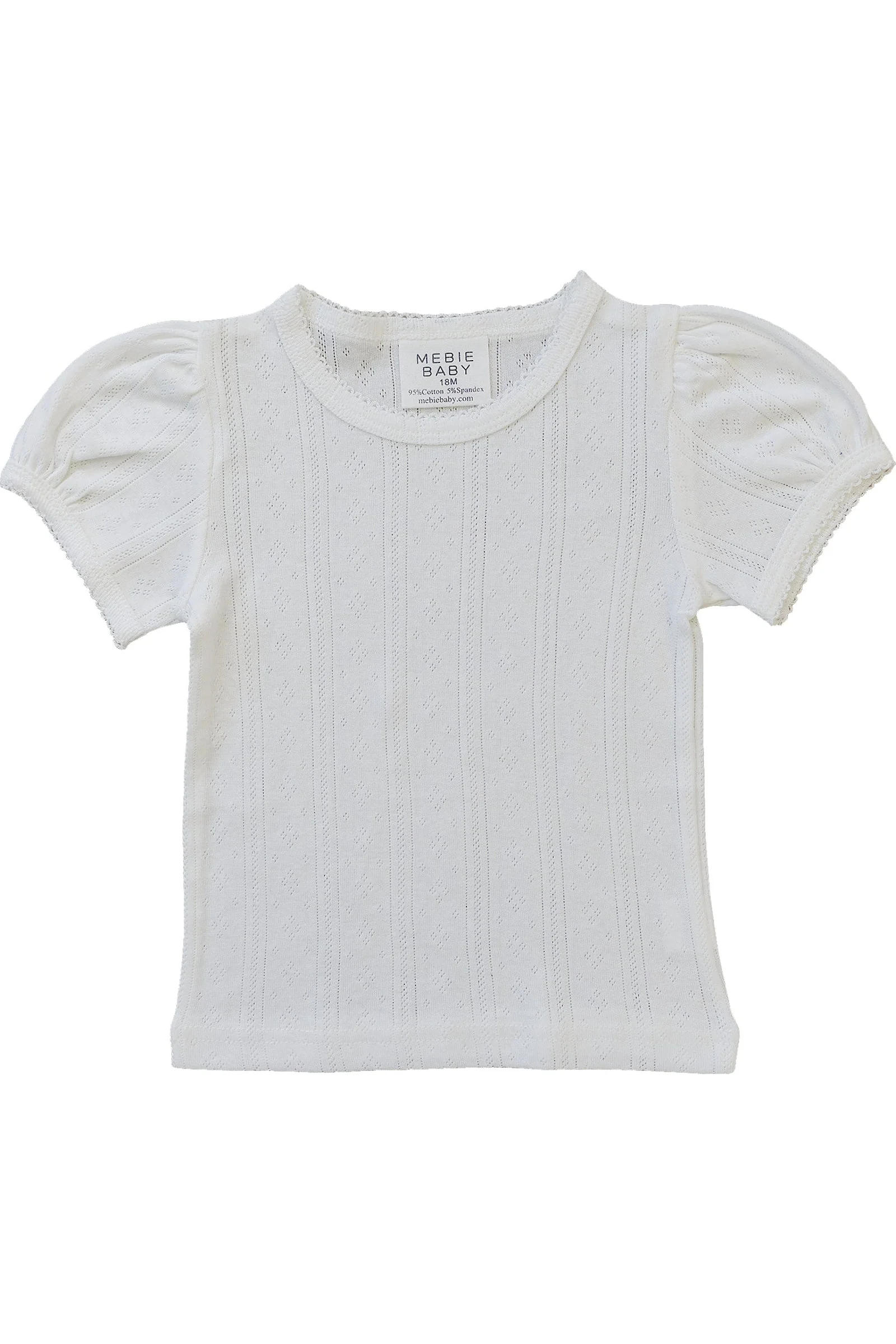 White Pointelle T-Shirt | Cotton - Image 2