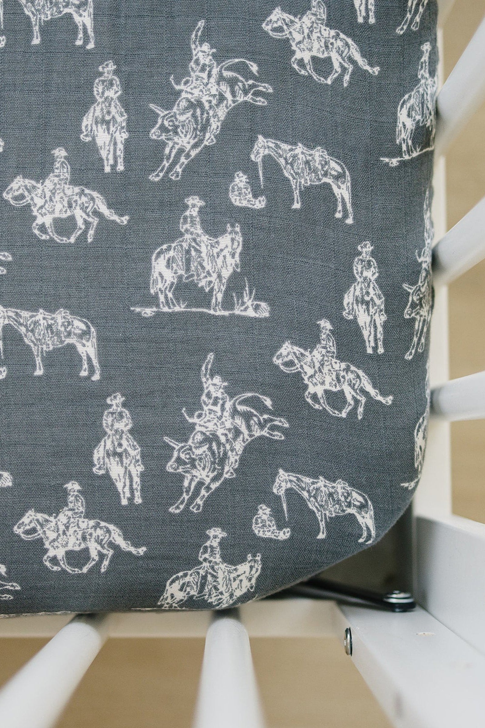 Mebie Baby Wild West Muslin Crib Sheet, 100% Cotton, Baby Essentials, Rodeo Collection - Image 2
