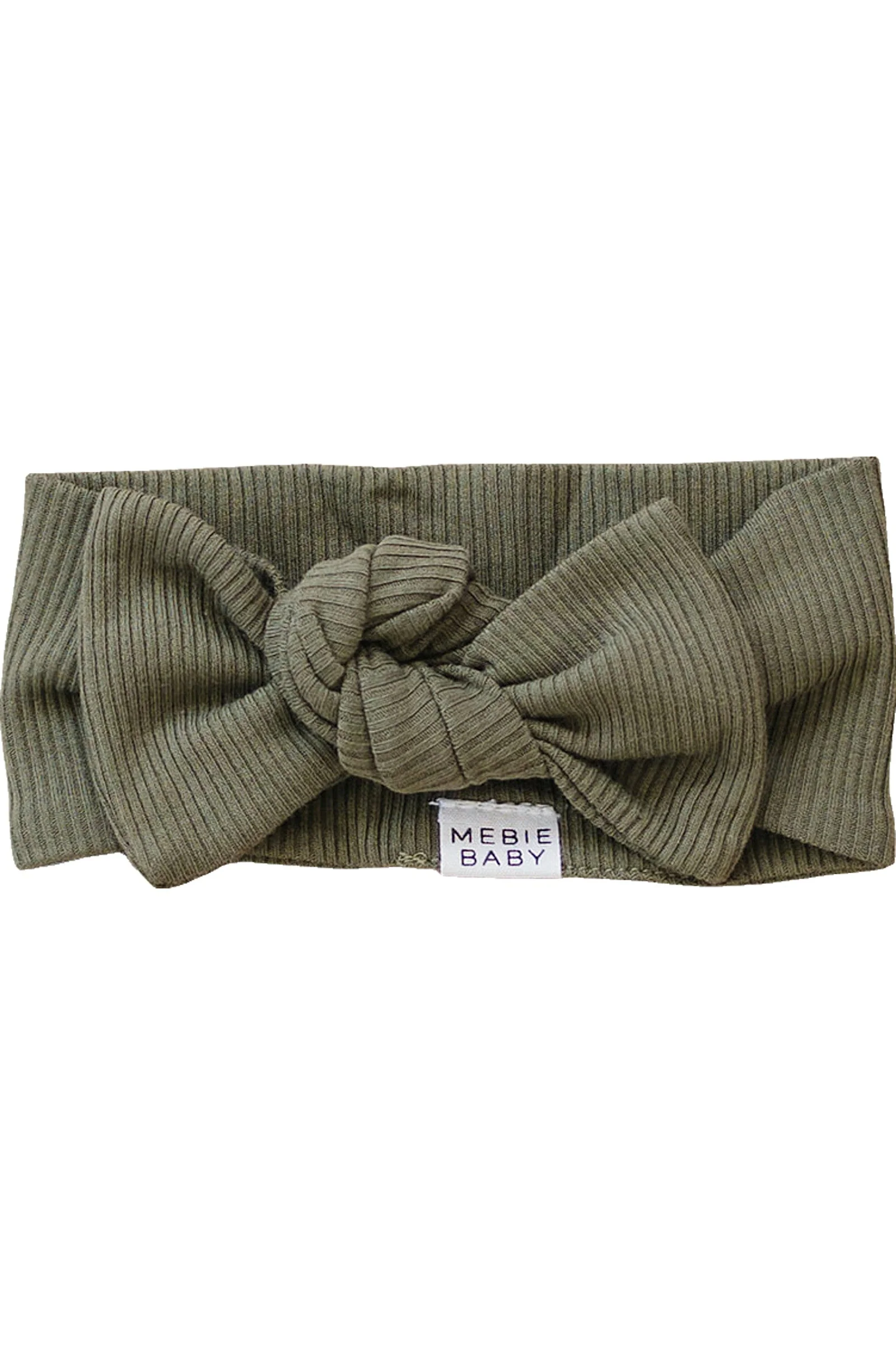 Mebie Baby Baby Girl Winter Green Ribbed Head Wrap, Organic Cotton, Baby - Image 2