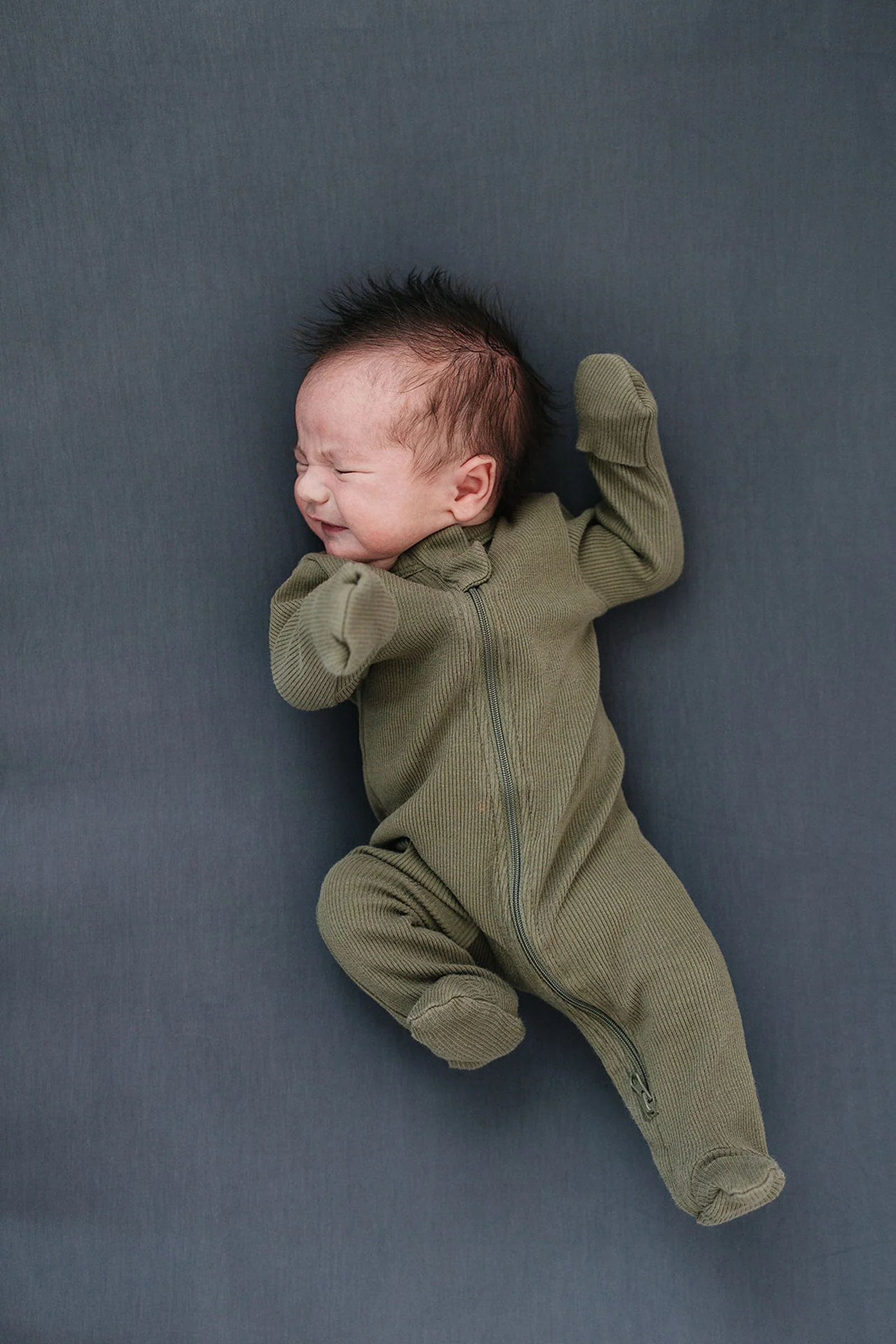 Mebie Baby Winter Green Ribbed Zipper Footed Pajama, Organic Cotton, Gender Neutral, Baby - Image 4