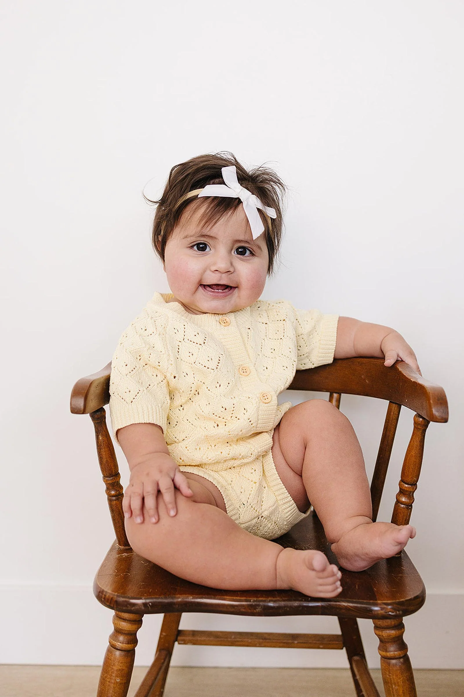 Mebie Baby Cotton Yellow Cardigan Bloomer Set for Baby Girls - Image 3