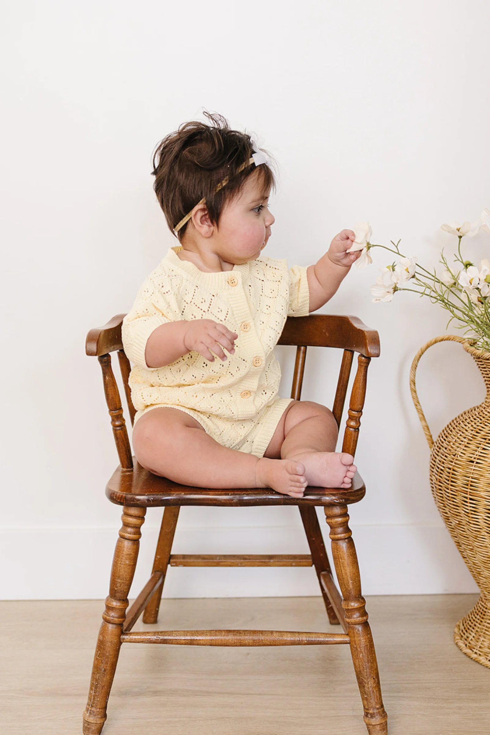 Mebie Baby Cotton Yellow Cardigan Bloomer Set for Baby Girls - Image 5