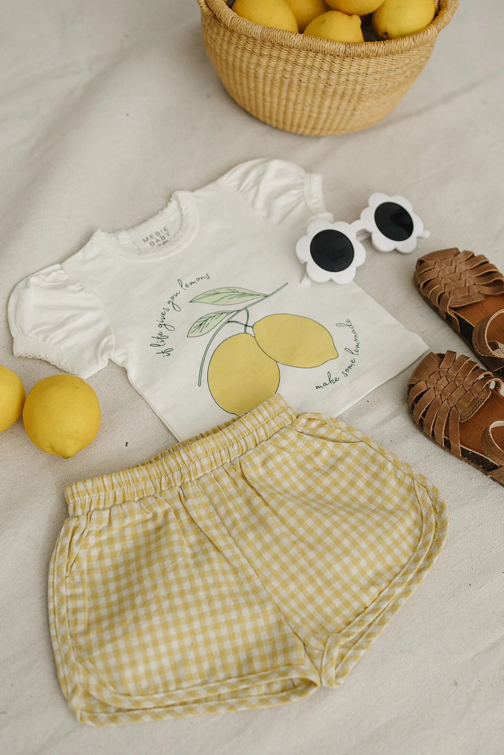 Mebie Baby Cotton Yellow Gingham Shorts for Girls, Baby & Toddler - Image 4
