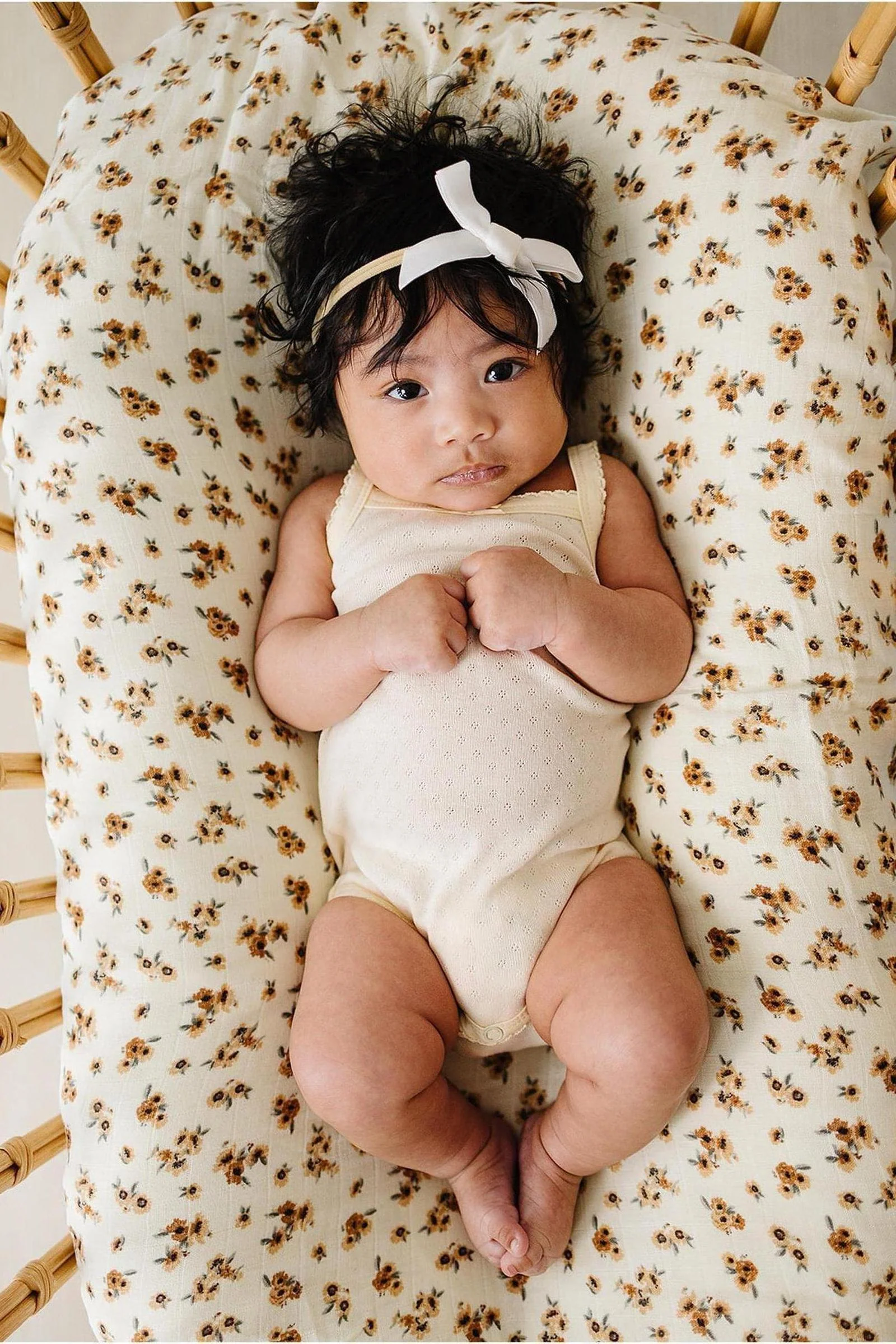 Mebie Baby Yellow Pointelle Cotton Tank Bodysuit for Baby Girls - Image 3