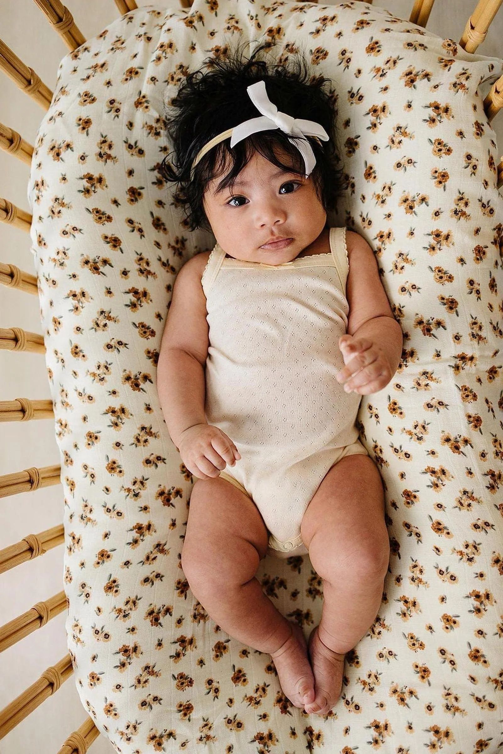 Mebie Baby Yellow Pointelle Cotton Tank Bodysuit for Baby Girls - Image 5